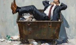 A banker in a bin