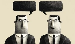 Two men with speech bubbles 
