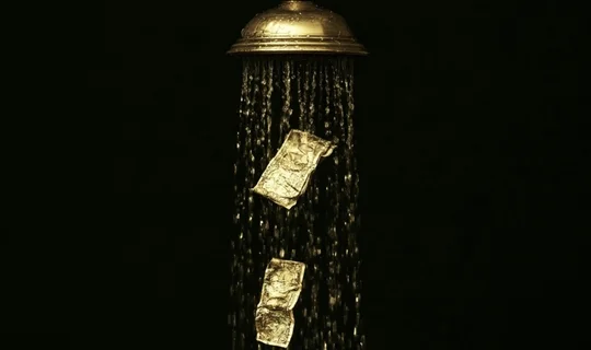 golden money in a shower