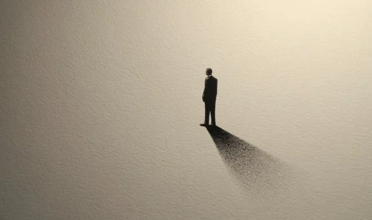 a banker standing alone 