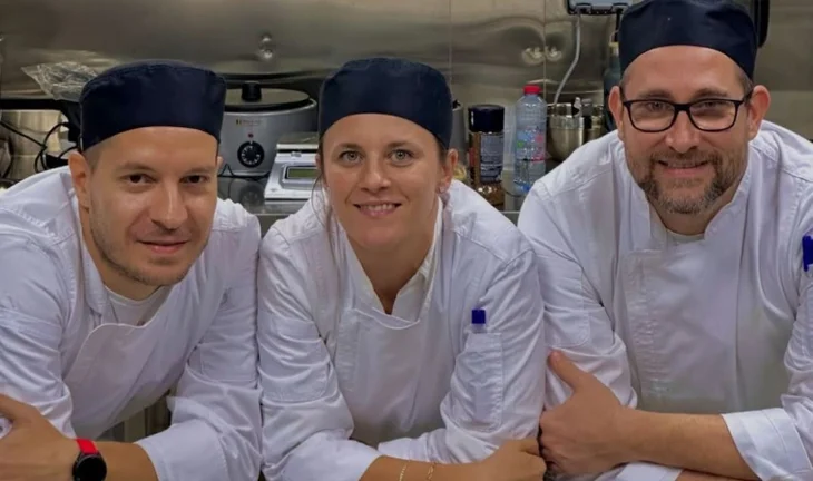 some bakers with cakes 