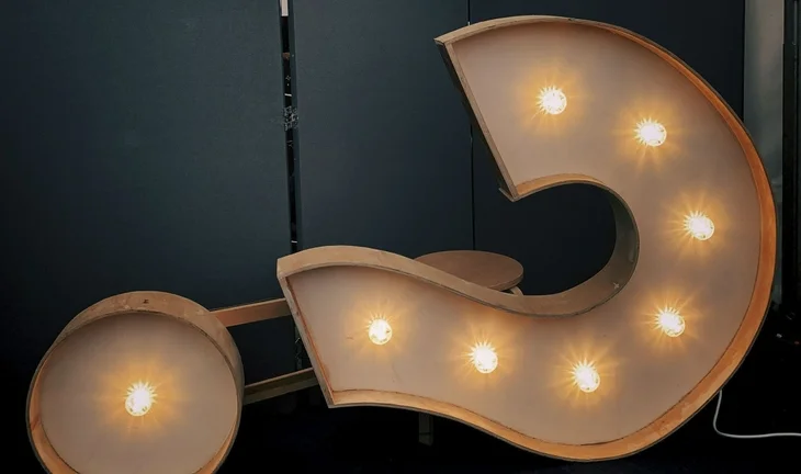 A question mark on its side 
